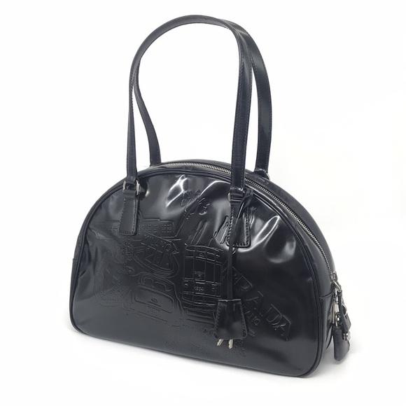 Prada BLACK Shoulder Bag SPAZZOLATO Logo - Picture 2 of 13